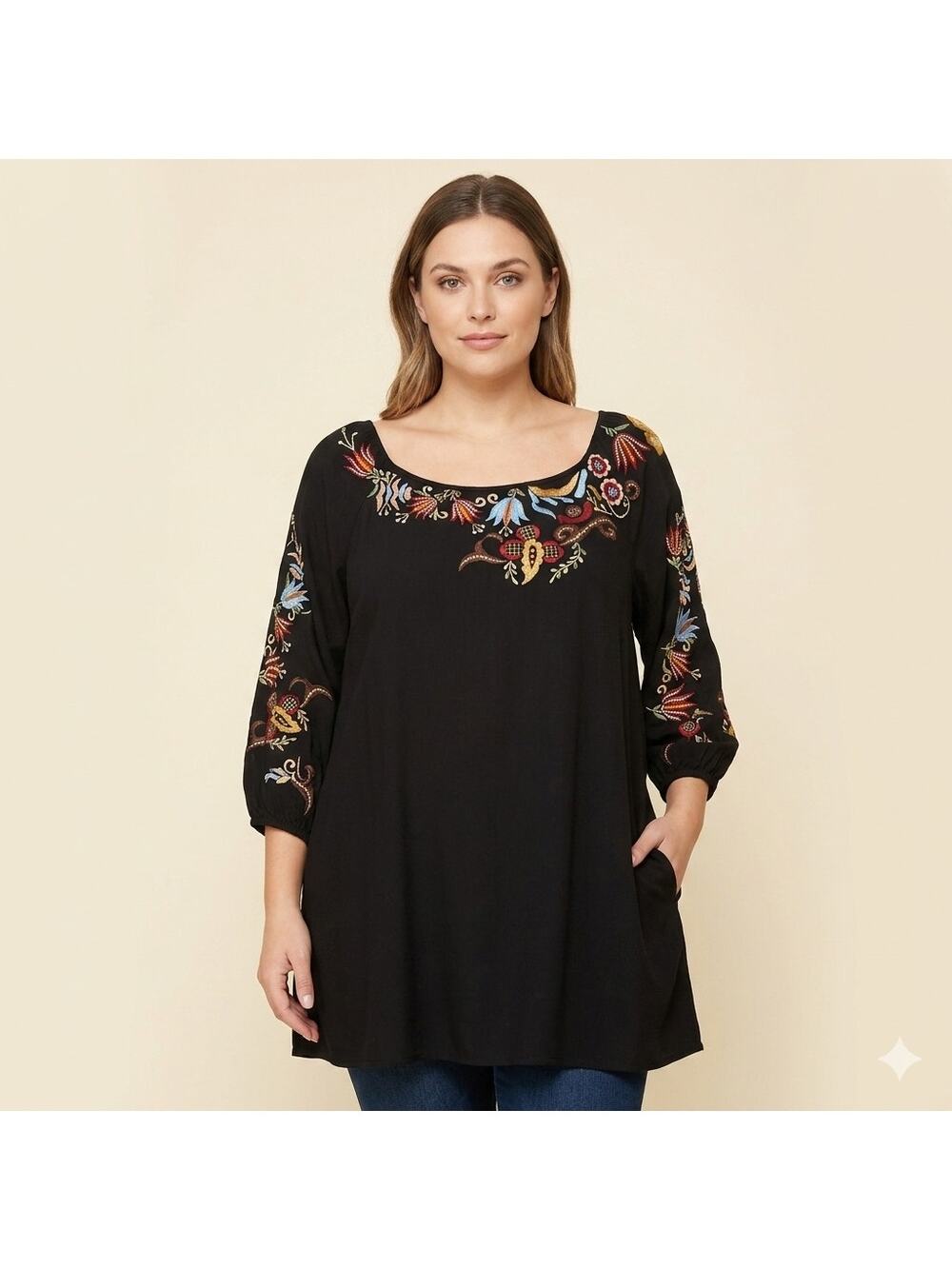 111-Vintage Collection Embroidered Top Size XXL / PTP 26"